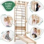 6in1-wooden-swedish-wall-climbing-ladder-for-children-swing-set-slide-board-593246