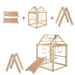 indoor-wooden-playhouse-with-triangle-ladder-slide-board-and-swings-275840